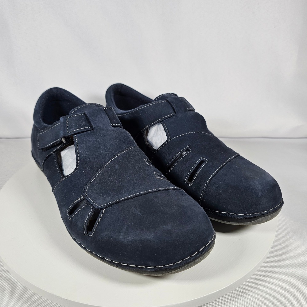 Earth Origins Penny‎ Blue Nubuck Leather Adjustable Comfort Sandals Womens 9.5